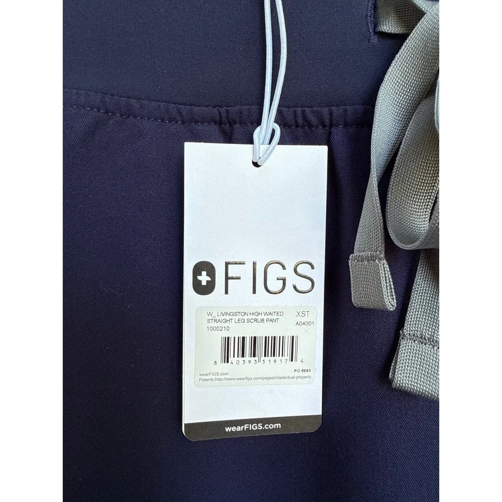 FIGS Livingston High Waisted Straight Leg Scrub Pants Navy Blue Size XST Tall